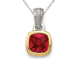 2/5 Carat (ctw) Lab-Created Ruby Solitaire Pendant Necklace in Yellow Plated Sterling Silver with Chain